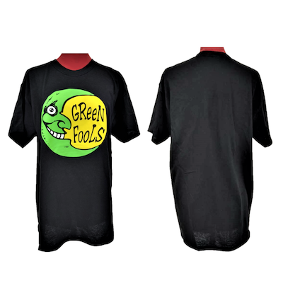 Youth t-Shirt in black with Green Fools logo