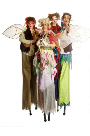 Stilt walkers dressed as Fairies