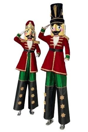 Stilt walkers in nutcracker costumes